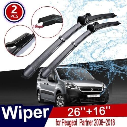 Car Wiper Blades for Peugeot Partner 2008~2018 2 Front Windscreen Brushes Car Goods 2009 2010 2011 2012 2013 2014 2015 2016