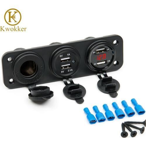 4 USB Plug Car Motorcycle Cigarette Lighter Socket Car Charger LED Digital Display Digital Voltmeter 12V Electric Voltage Meter