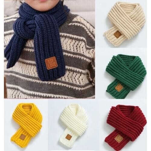 BalleenShiny Winter Kids Scarves Warm Baby Boys Girls Neck Scarf Solid Soft Scarf For Kids Collar Children Stretch Neck Ring
