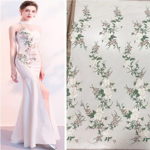 Flower Mesh Embroidered Lace Applique With Flower DIY Lace Fabric Trim Craft Supplies Wedding Dress Decor Patches