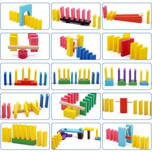Sort Wooden Domino Institutions for Dominoes Games Jigsaw Domino Blocks Accessories Creative Block Toy Set for Children Adults