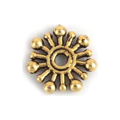DoreenBeads 200PCs Spacer Beads Christmas Snowflake Gold Plated Beads for DIY Jewelry Making 10mm x 10mm, Hole: Approx 1.2mm
