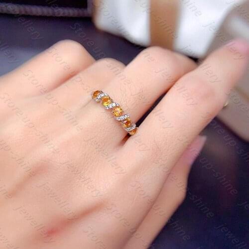 Hot sale style natural citrine ring 925 silver womens ring engagement ring shiny atmosphere style