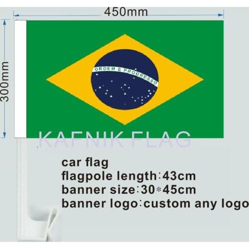 KAFNIK,30X45CM Brazil car window flag pole car decoration Free Shipping