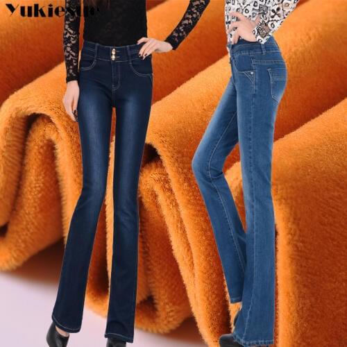 Cashmere Warm Jeans Women Winter push up flare jeans woman High Waist Thicken Skinny Womens Jeans female trousers Plus size
