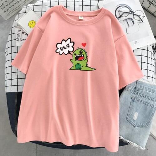 Kawaii little dinosaur Personality Print Women T Shirt New O-Neck T Shirt Creativity Brand Tops Cartoons Summer Tshirt Womens