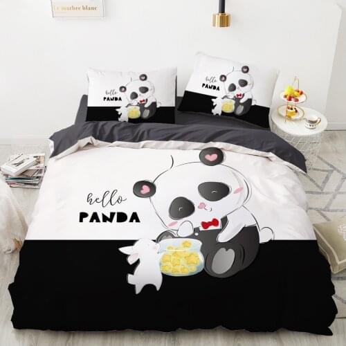 Cartoon Panda Childrens Bedding set for kids baby girls Duvet cover set pillow case Bed linens Quilt cover 135 140x200 rabbit