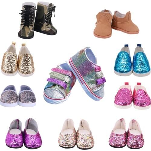 7.5 Cm Doll Sequins Shoes For 16-18 Inch Girl/Boy Doll & 43 Cm Bebe Reborn Doll Toys & Our Generation Baby Festival Gift