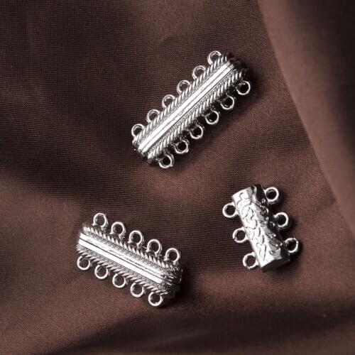 DoreenBeads Magnetic Hematite Magnetic Clasps Rectangle Round Silver Color Jewelry DIY Findings Handmde Necklace Charms, 1 Set