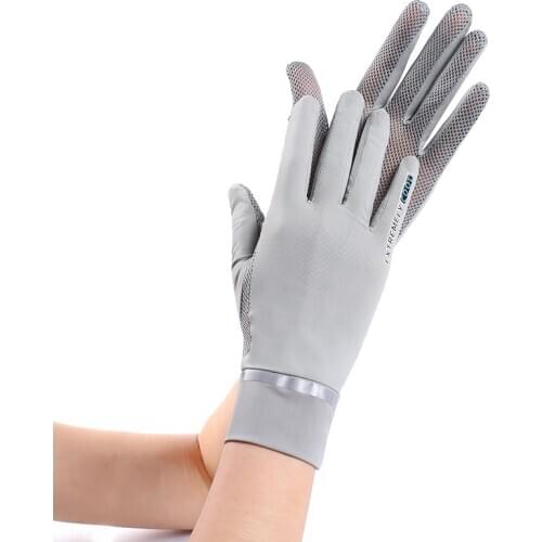 Thin Ice Silk Lace Palm Mesh Exposed Fingers Touch Screen Viscose Driving Gloves Summer Women UV Sunscreen Short Sun Gloves J92