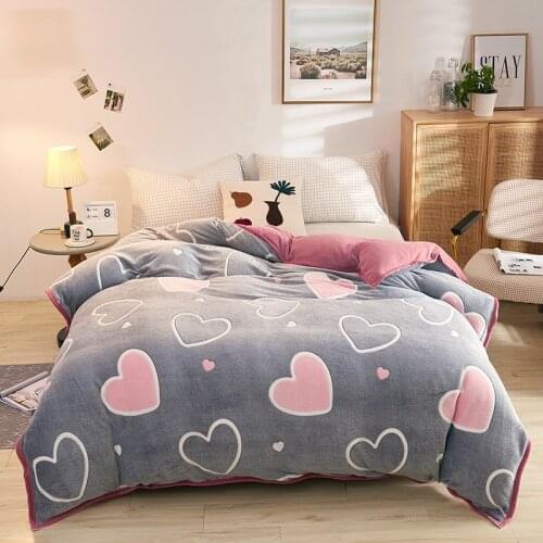 Love heart/Velvet Multifunctional Hemming Single Duvet Cover Snowfleece 1pcs Autumn/Winter Warm Thickening Duvet Cover