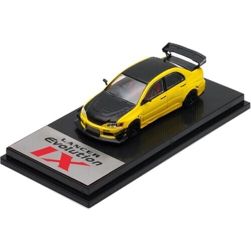 CM Model 1:64 Mitsubishi Lancer EVO IX yellow black carbon Diecast Model Car