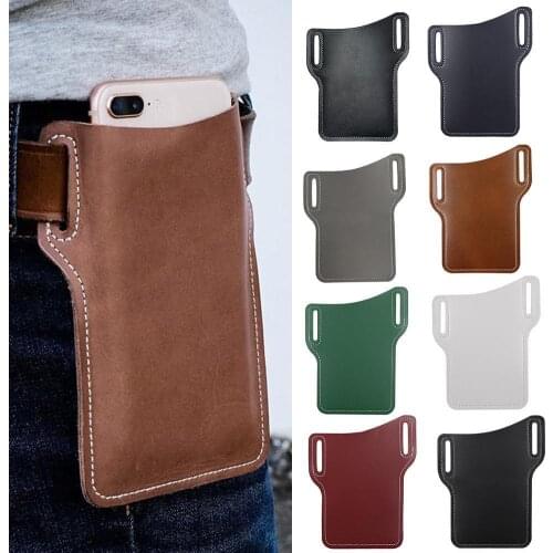Men Cell Phone Loop Holster Case Belt Waist Bag Props Leather Purse Phone Wallet Outdoor Portable Phone Belt Bag
