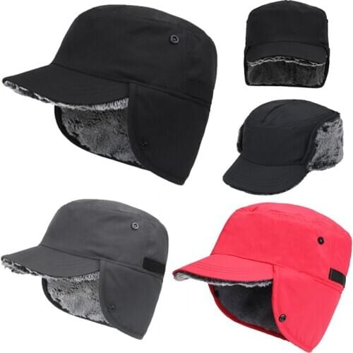 2020 New Winter Warm Cap Men Bomber Hats with Ear Flaps for Camping Hiking Fishing Cap Ear Protection Windproof Baseball Cap