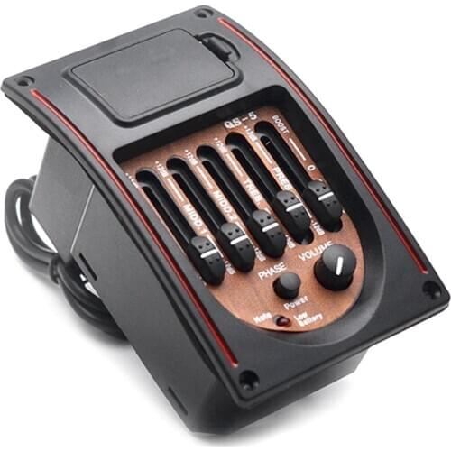 NEW-Plastic 5-Band Tone Controls EQ Equalizer Tuner Piezo Pickup Acoustic Guitar Pre-Wired Preamp Guitar Parts Accessories