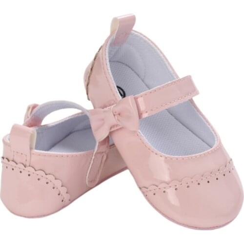 Newborn Baby Girls PU Leather Shoes solid color bow Princess shoes Soft Sole Non-slip Toddle baby shoes First Walkers Prewalke