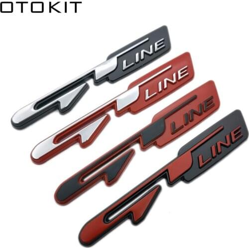 OTOKIT Metal 3D Car GT line Design Fender Rear Trunk Body Emblem Badge sticker For Peugeot For Kia K9 Forte Ceed Cerato RIO K3K5