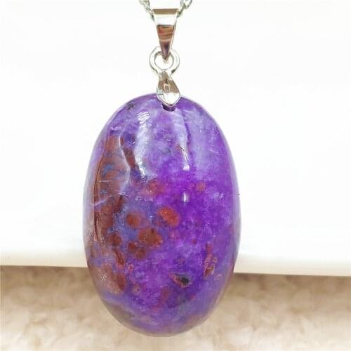 Genuine Natural Purple Sugilite South Africa Pendant 28x18x9mm Oval Sugilite Women Men Reiki Stone Fashion Necklace AAAAA