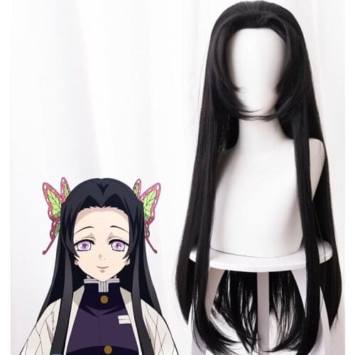 Demon Slayer Kimetsu no Yaiba Cosplay Kochou Kanae Wig 80cm Long Heat Resistant Synthetic Hair Halloween Cosplay Wigs