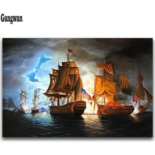 Full Square Diamond embroidery Cross stitch sea ship scenery Full Round Diamond mosaic sailboat 3D DIY Diamond painting decor
