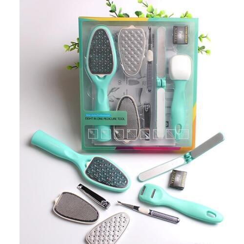 8 in 1 Removable Pedicure Feet Rasps Callus Shaver Remover Replaceable Foot File Hard Dead Skin Trimmer Tools Manicure Sets