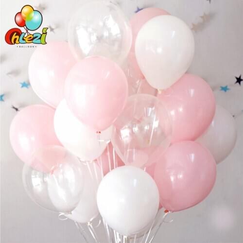 30pcs 2.3g Pink White 2.8g Transparent Latex Helium Balloons Happy Birthday Party Supplies Baby Shower Wedding Decor Ballons