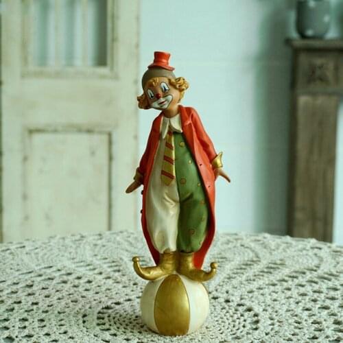 Nordic Retro Circus Clown Sculpture Window Display Desktop Character Statue Decor Home Decoration Gardening Landscape Ornaments