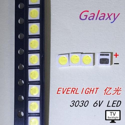 100PCS EVERLIGHT LED Backlight High Power LED 1-2W 3030 6V Cool white 130-155LM TV Application 62-123PUNC/F125160VM58SBF-T