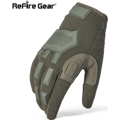 ReFire Gear Full Finger Tactical Gloves Men US Army Combat Gloves Military Mittens Anti-Skid Shoot Bicycle Touch Screen Gloves