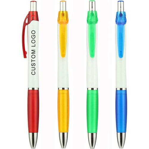 Retractable Plastic Nash Ball Pen White Barrel Custom Ballpoint Pen Customized Promotion Gift Personalized Logo Pens Event Party