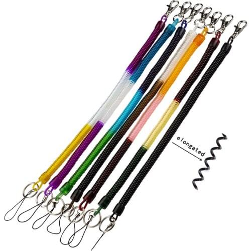 Retractable Plastic Spring Elastic Rope Security Gear Tool For Airsoft Outdoor Hiking Camping Anti-Lost Phone Keychai