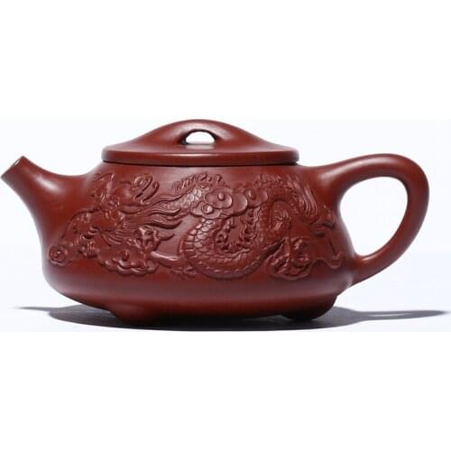 Yixing Famous Handmade Purple Sand Pot Ore Dahongpao Ssangyong Stone Scoop Kungfu Tea Set Creative Household Teapot