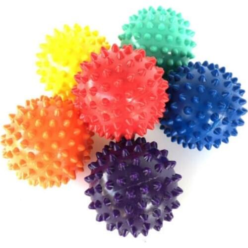 Yoga ball 7.5CM Fitness PVC Hand Massage Ball PVC Soles Hedgehog Sensory Training Grip the Ball Portable Physiotherapy Ball