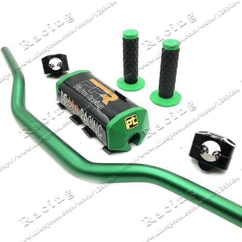 Pit Pro Racing Handlebar Pads With Handle Grips Handlebar Clamp Bar 1-1/8" Pit Bike Motocross Motorcycle Handlebar Green