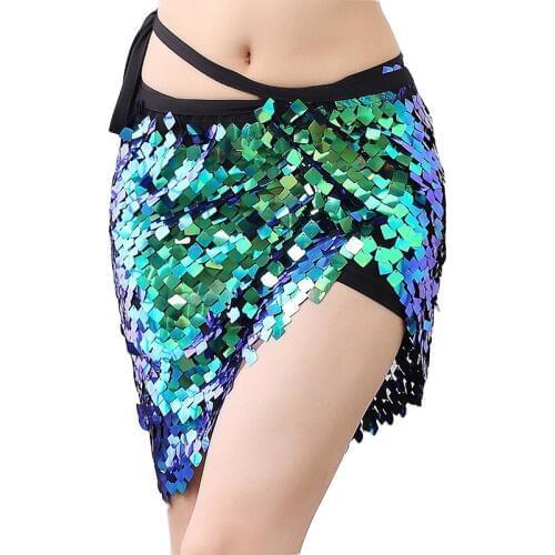 2019 Women Dance Wear Accessories Multicolor Mermaid Over-Skirt Adjustable Fit Belly Dance Round Sequins Hip Scarf Fishtail