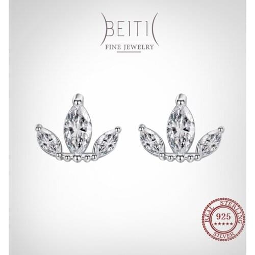 Beitil Small Cute Crown Exquisite Trendy 925 Sterling Silver Stud Earrings For Women Wedding Engagement Jewelry Gift
