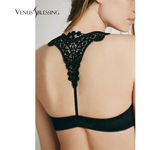 Sexy Fashion Women Front Closure Lace Sleepwear Floral Sheer Crop Tops Lady Lace Vest Bralette Bra Set Sexy Lingerie