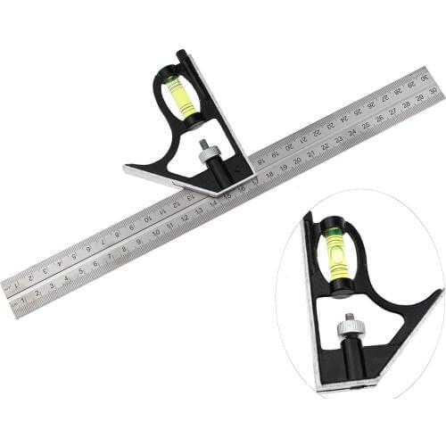 1PC 300mm (12 ") Adjustable Engineers Combination Try Square Set Right Angle Ruler Level Free Shipping