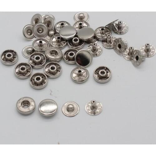 10 Sets Metal Snap Buttons Popper Studs for DIY Bags Coat Leathercraft Silver