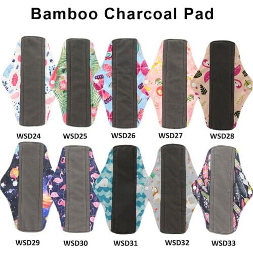 10PCS(3S+4M+3L)Reusable Bamboo Charcoal Pads Sanitary Menstrual Pads Washable Panty Liner Feminine Hygiene Maternity Cotton Pads