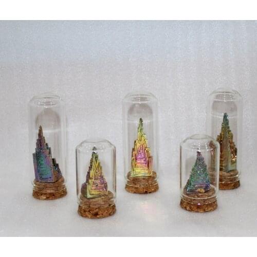 100% Natural Metal Quartz Pyramid Bismuth ore Quartz Gemstone Reiki Healing Stone Home Decoration Raw Crystals