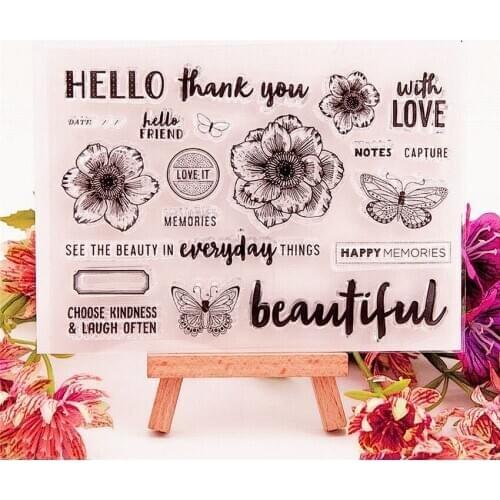 15x11cm Hot Flower butterfly Transparent Clear Stamps / Silicone Seals Roller Stamp DIY scrapbooking photo album/Card Making