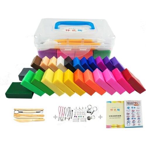 24 Colors Polymer Clay DIY Modeling Clay Soft Clay Set Molding Craft Oven Bake Clay Blocks Montessori Educational Toy for Kids