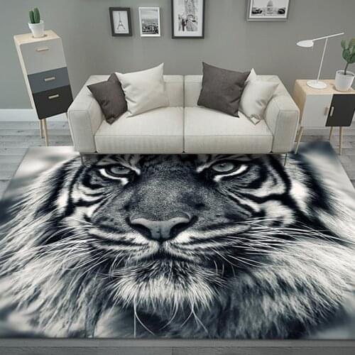 3D Mat Carpet for Living Room Animal Tiger Lion Print Carpets for Childrens Room Soft Baby Bedroom Rug Hallway Kitchen Area Rug