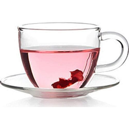 4set/lot Hot Selling Clear Heatproof Glass Tea Cup and Saucer Set Handmade Kongfu Tea Cups Utensils JP 1065