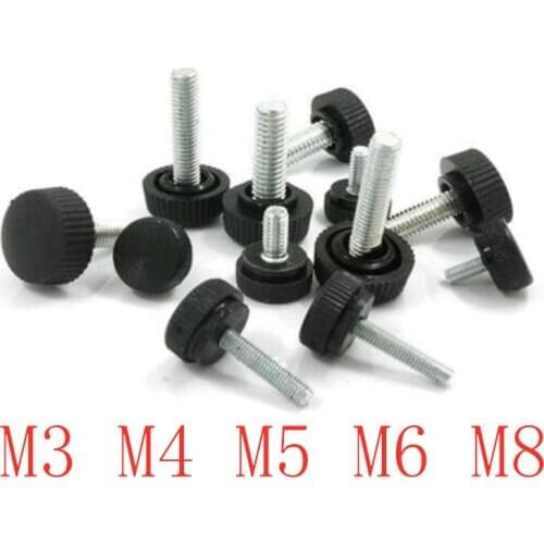 5pcs/lot m3 m4 m5 m6 m8 knurled Round Plastic Head Handle Thumb Screw Bakelite Bolt Black Bakelite hand screw