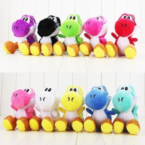 7"18cm Cartoon Green/Blue/Yellow Dragon Yoshi Super Mario 10Color Styles Sitting Plush Toys Soft Stuffed Plush Dolls