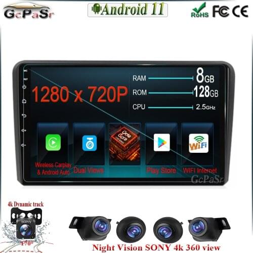 360 camera DSP IPS Android 11 For Audi A3 8P 2003 - 2013 RS3 Sportback 2011 GPS Navigation Multimedia player Dual lens