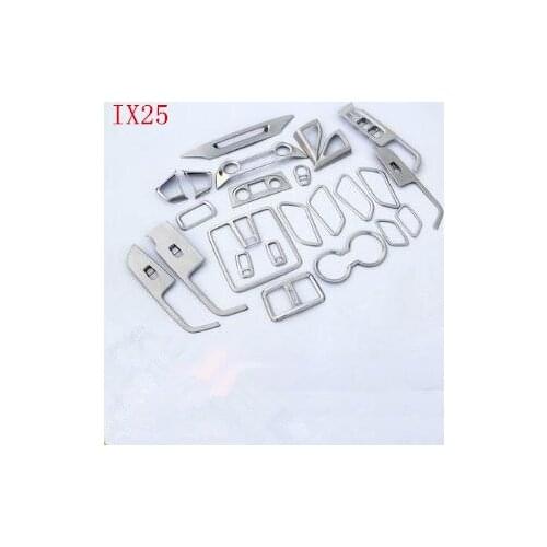 Car-styling ABS Center Console Panel Stickers Sequin Frame Interior Decoration For Hyundai Creta IX25 Auto Accessories