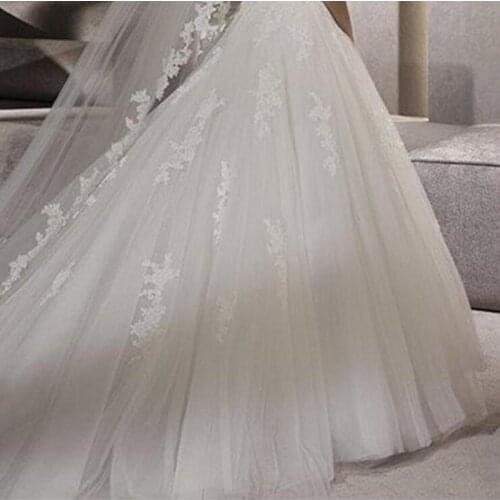 MYYBLE White Lace Bridal Edge Veils Hot Sale 300CM Cathedral Bridal Veil Custom Made Ivory Tulle Wedding Accessories For Bride